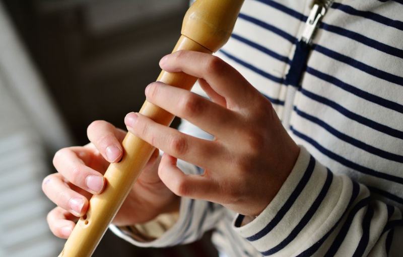 Aula de flauta doce no Conservatório Schubert